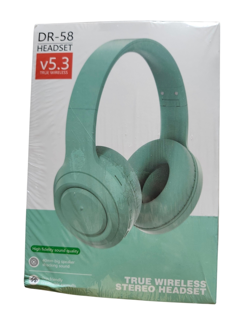 DR-58 NEW v5.3 True Wireless Stereo Headset Pastel Grn Foldable Over-Ear Design